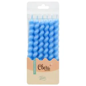 Свечи "Зефирная серия" голубой макарунс 7,5 см 6 шт. с держ. /803039