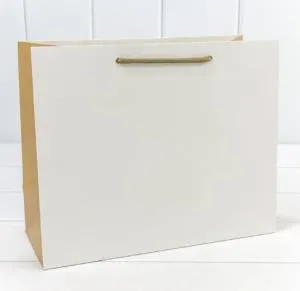 Пакет подарочный 32*26*13 см. Белый/Крафт / 000200СА