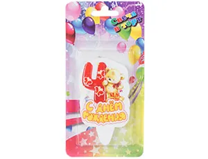 Свеча-цифра "4" С ДР Мишка 8 см