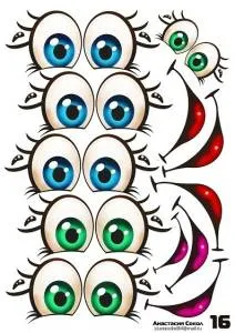Наклейки "Глаза Рты №16"(6 комплектов на листе)/1960-16