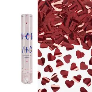 Пневмохлопушка 30 см. "Люблю" металлизированные сердца красные / 723028