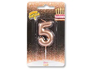 Свеча -цифра "5" Розовое золото 4,5см/1502-3005