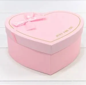 Коробка сердце 19,2*17*7,5 см "JUST FOR YOU" розовая с бантом