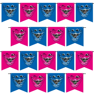 Гирлянда-флажки "Зубастики синий/фуше" 300 см /62529