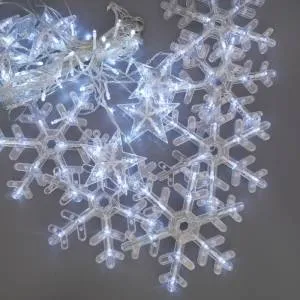 Бахрома со снежинками 138 ламп, 3 м. БЕЛАЯ / ч31643