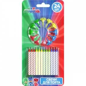 Свеча д/т Герои в масках (24шт) с держателями, 6см 33034