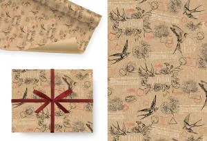 Крафт-бумага "Ласточки" 100*70 см, 5 листов /Ч44693