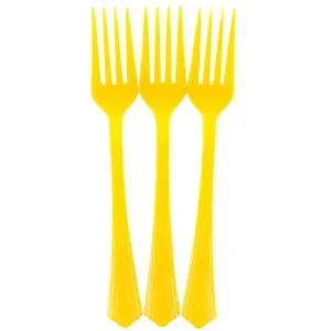Вилки пластиковые Желтые 17 см, 10 шт / 6231244