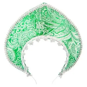 Кокошник-ободок "Узоры" зеленый / 1501-6866