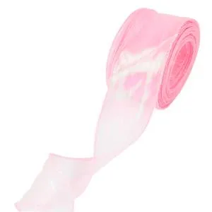 Лента Органза 4 см.*9,14 м. Розовый  Хамелеон с леской / 6233844