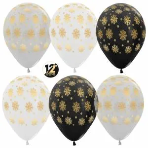 12" Снежинки, ассорти, пастель (50 шт)