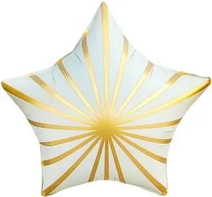 18" Звезда, Золотые грани, белый сатин (Китай) / 26869
