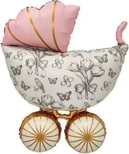 36" Коляска ретро, розовый сатин / Китай 27431