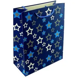 Пакет Звезды на синем 26*32*12 см. / 017-B-WKA