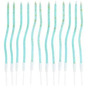 Свечи "Волна" голубые искры с подст. 13 см 12 шт. / 1502-6690