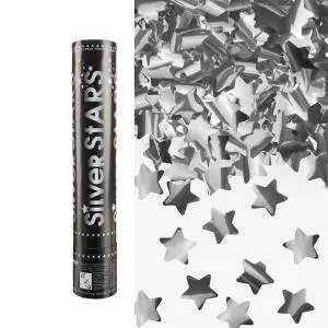 Пневмохлопушка 30 см. "Металлизированные звезды" Серебро/ 823120