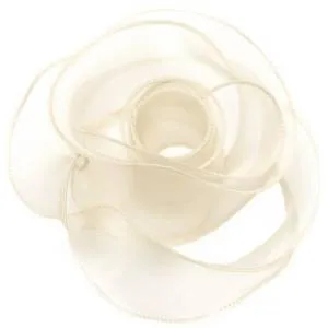 Лента Органза 4 см.*9,14 м. Кремовый с леской / 6233765