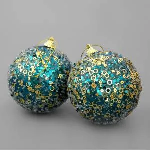 Ел. украшение шар бирюза 10 см (2 шт в упак) / ч32258
