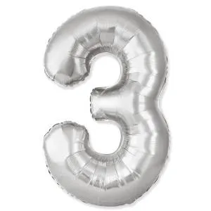 Цифра "3" - SLIM серебро / Flexmetal