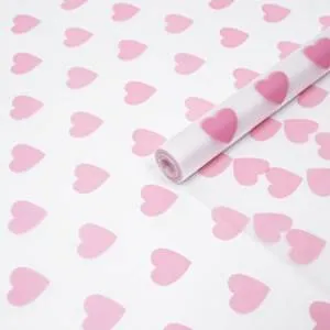 Пленка матовая "Сердечки" нежно-розовый 60 см, 200 гр../ 88031828