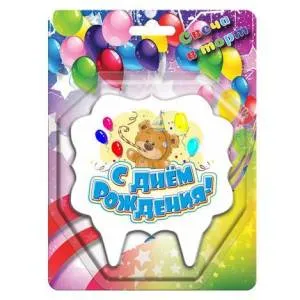 Свеча д/т на "СДР Мишка с шариками" / 1015SM