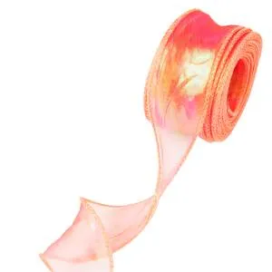 Лента Органза 4 см.*9,14 м. Утренняя роза  Хамелеон с леской / 6233843