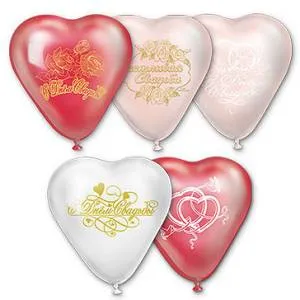 Сердце 16" Красн/Бел/Роз с рис. Свадьба