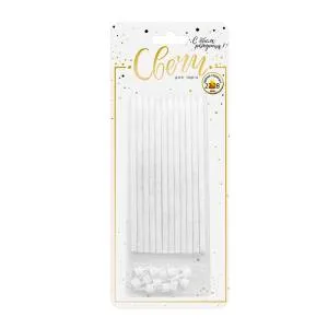 Свечи тортовые классические XL с серебр глиттером и держ 12шт, 15см 620214