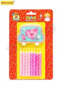 Свеча табличка "Принцесса"+ свечи джамбо 8 шт.