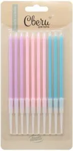 Свечи Нежная серия, ассорти 0,5*10,5+5 см. 10 шт. с держ. /802929