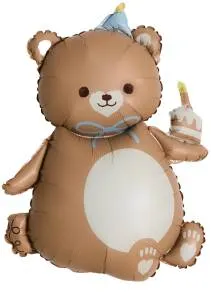 39" Мишка с кексиком, коричневый сатин / Китай 26417