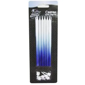 Свечи Голубое сияние, градиент 12 см 6  шт/802728