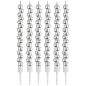 Свечи "Пузыри" серебро 12 см. 6 шт. / 1502-6726