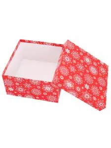 Коробка Снежинка на красном 17,5*17,5*10мм/Кор-2073
