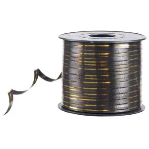 Лента c золотой полоской 5 мм*230 м Черная / 1302-1553