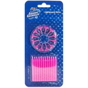 Свечи "Сверкающий глиттер" розовые 6 см., 24 шт/6214502