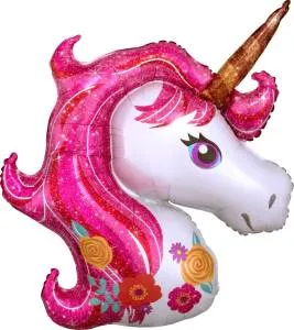 Голова Единорога розовый цветочный (Китай)/15126