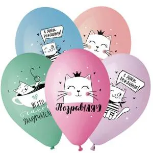 Кошка Мэри 2цв, ассорти пастель с рис /Ит 14" 944211