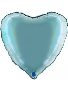 18" Сердце Лазурно-Голубой голография (Grabo)/180Р02RHTS