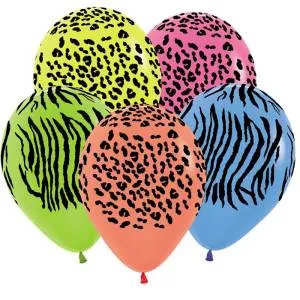 Джунгли (2 дизайна), неон ассорти 12" 50 шт.(Колумбия)