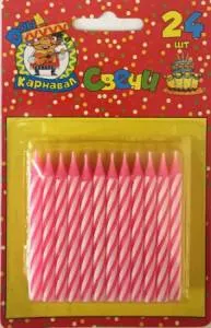 Свечи для торта 24 шт  розовые