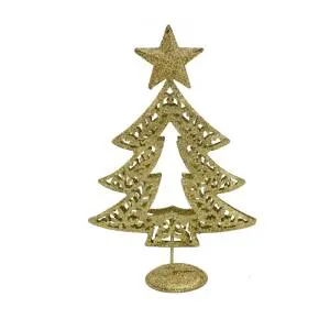 Елка металл ажурная золотая 20 см. (Ч10935)