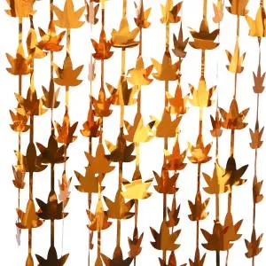Занавес "Листья" оранжевый металлик 100*200 см (Китай) 6014408