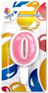 Свеча-цифра 0, ассорти, 5 см