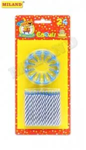 Свечи для торта 24 шт с подставками голубые