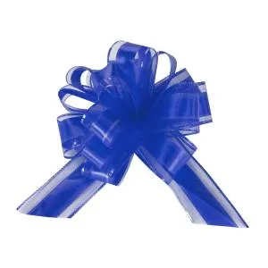 Текстильный бант-шар Широкая полоса, Синий 15 см./ 6233482