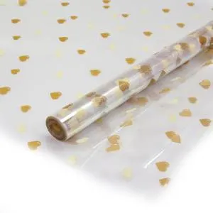 Пленка упаков Сердечки Золото/Кремовый /70см*8м 73106