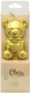 Свеча фигурная 3D "Мишка" золото металлик с держ./802969