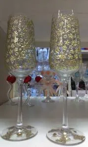 Бокалы свадебные золото/красные