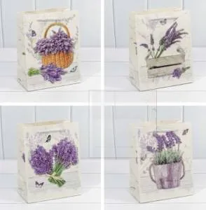 Пакет подарочный 23*18*10 см. "Лаванда" (микс) / 000189Е